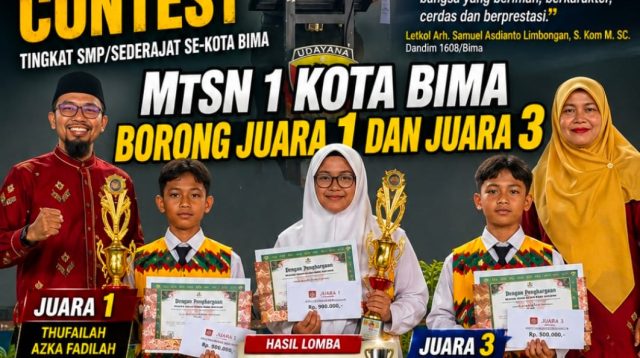 Speech Contest HUT ke-81 TNI di Kota Bima, Siswa MTsN 1 Sabet Juara Teratas